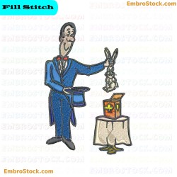 Magician Performing Rabbit Trick Embroidery Design 6