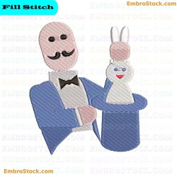 Magician Pulling Rabbit From Hat Embroidery Design 20