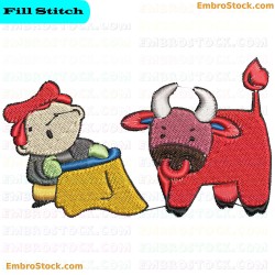 Matador And Bull Embroidery Design 29