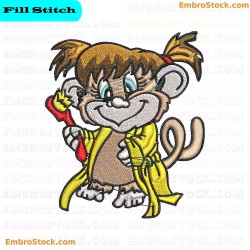 Mischievous Cartoon Monkey Embroidery Design 8