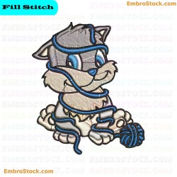 Mischievous Cat Embroidery Design 6