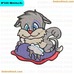 Mischievous Cat Embroidery Design 9