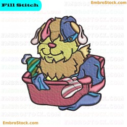 Mischievous Dog In Clothes Basket Embroidery Design 9