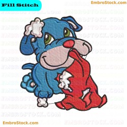 Mischievous Dog Tearing Fabric Embroidery Design 8