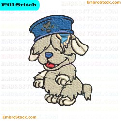 Mischievous Dog With Hat Embroidery Design 10