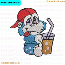 Monkey Character Embroidery Design 4