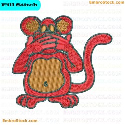 Monkey Covering Eyes Embroidery Design 44