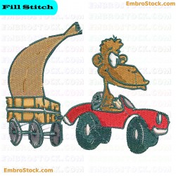 Monkey Driving Car Embroidery Design 43