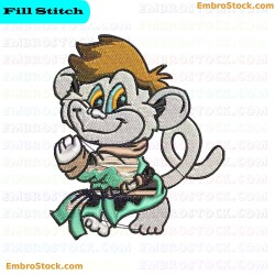 Monkey Embroidery Design 9