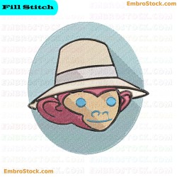 Monkey Face With Hat Embroidery Design 20