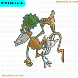 Monkey Holding Tree Branch Embroidery Design 9