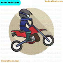 Motorbike Rider Embroidery Design 3