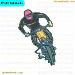 Motorcyclist Embroidery Design 9