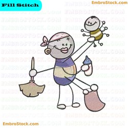 Multi Skilled Character Embroidery Design 4