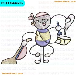 Multi Use Handy Mandy Character Embroidery Design 7