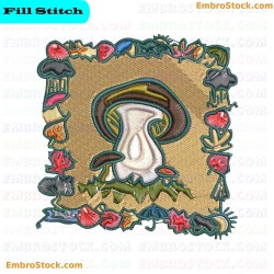 Mushroom In Nature Embroidery Design 14