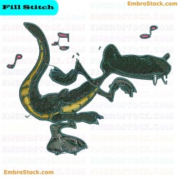 Musical Crocodile Embroidery Design 4