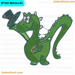 Musical Dragon Embroidery Design 3