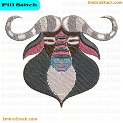 Native Buffalo Head Embroidery Design 1