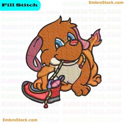 Naughty Dog Biting Shoe Embroidery Design 6