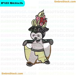 Ninja Cow With Ice Cream Embroidery Design 10