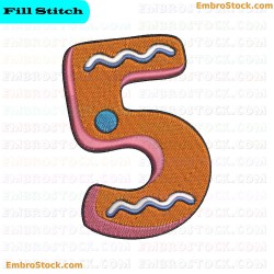 Number Five Cookie Embroidery Design 5