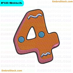 Number Four Shaped Cookie Embroidery Design 10