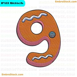 Number Nine Cookie Embroidery Design 9