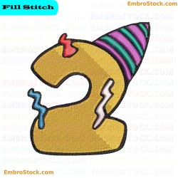 Number Two Birthday Embroidery Design 2