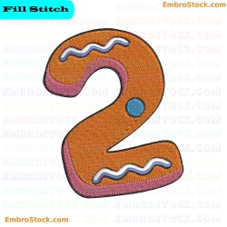 Number Two Cookie Embroidery Design 3