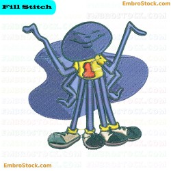 Octopus Character Embroidery Design 4