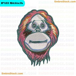 Orangutan Face Embroidery Design 2