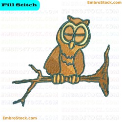 Owl On Branch Embroidery Design 6