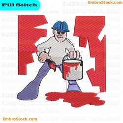 Painter At Work Embroidery Design 10