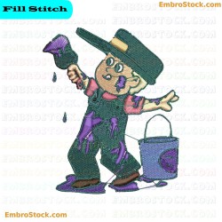 Painter Character Embroidery Design 2