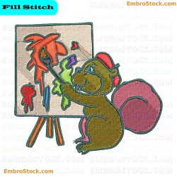 Painting Squirrel Embroidery Design 8