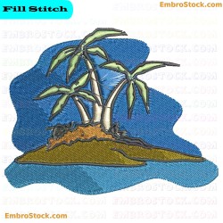 Palm Island Embroidery Design 6