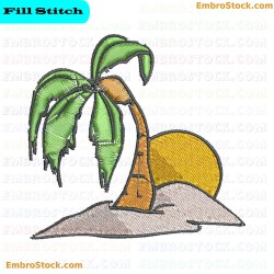 Palm Tree And Sun Embroidery Design 9