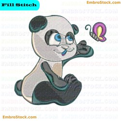 Panda And Butterfly Embroidery Design 2