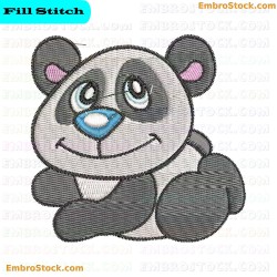 Panda Face Embroidery Design 15