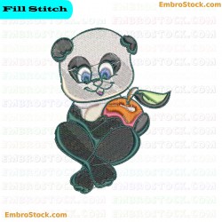 Panda Holding An Apple Embroidery Design 10