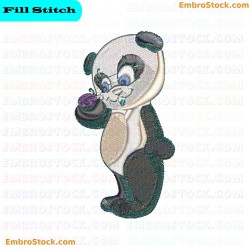 Panda With Ladybug Embroidery Design 9