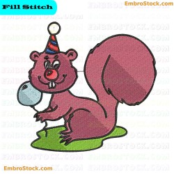 Party Squirrel Embroidery Design 3