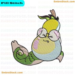 Pear Wearing Glasses Embroidery Design 10