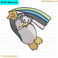 Penguin Holding A Shooting Star Embroidery Design 13