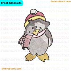 Penguin In Winter Attire Embroidery Design 14