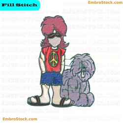 Person And Dog Embroidery Design 5