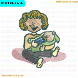 Person Holding Baby Embroidery Design 1