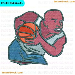 Person Holding Basketball Embroidery Design 4