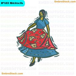 Person In Colorful Attire Embroidery Design 16